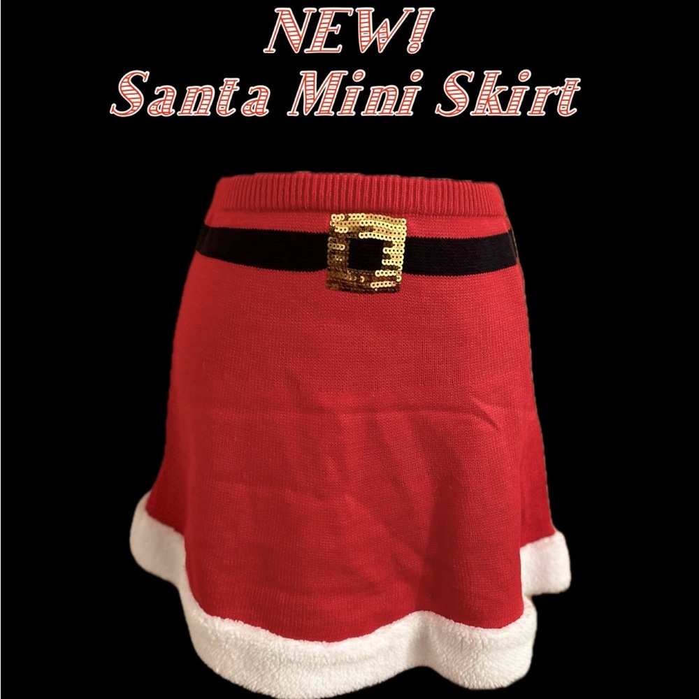NEW Women’s Planet Gold Knit Santa Claus or Mrs. Claus Mini Skirt